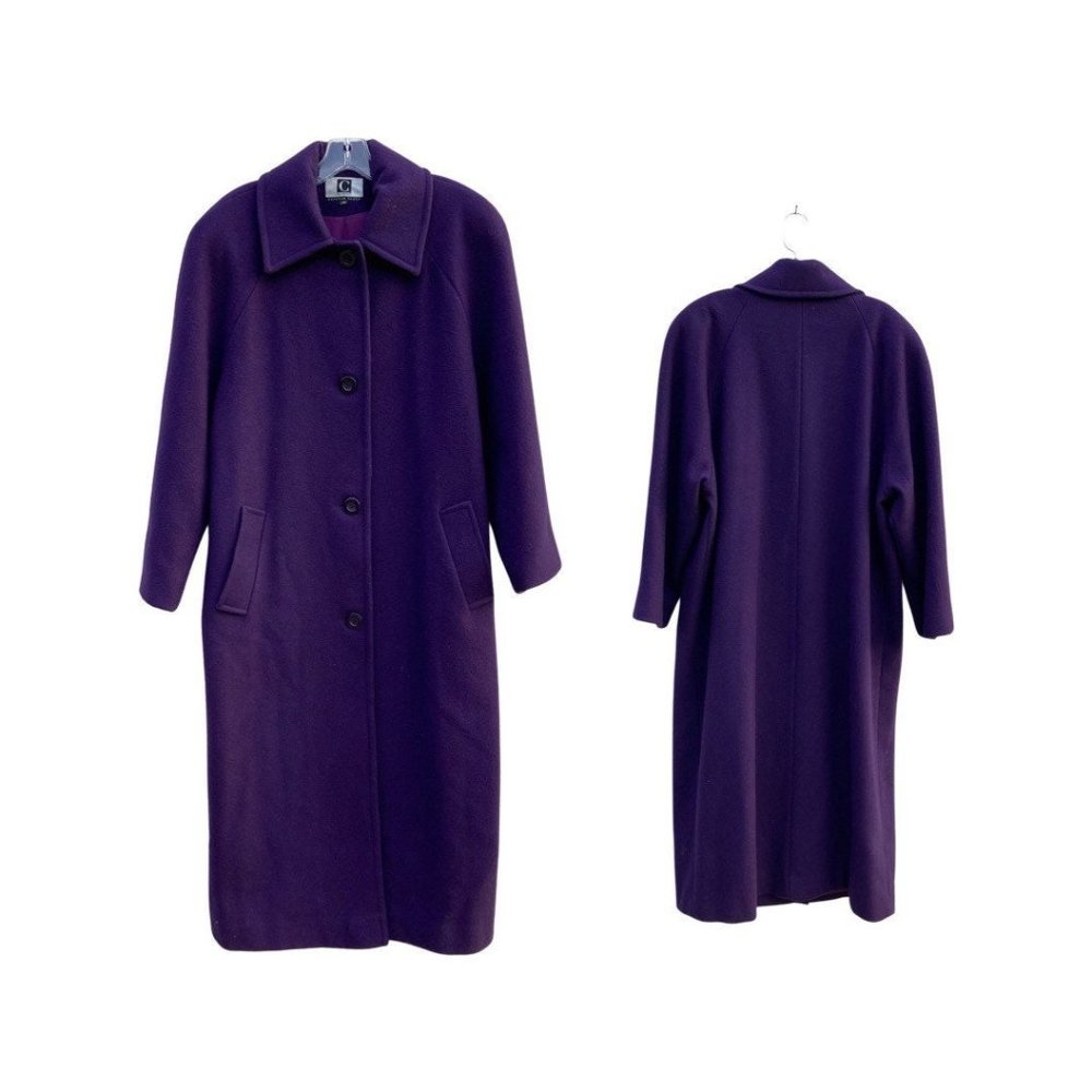 Medium | 8 | 10 | Vintage 80's Purple wool Trench Coat